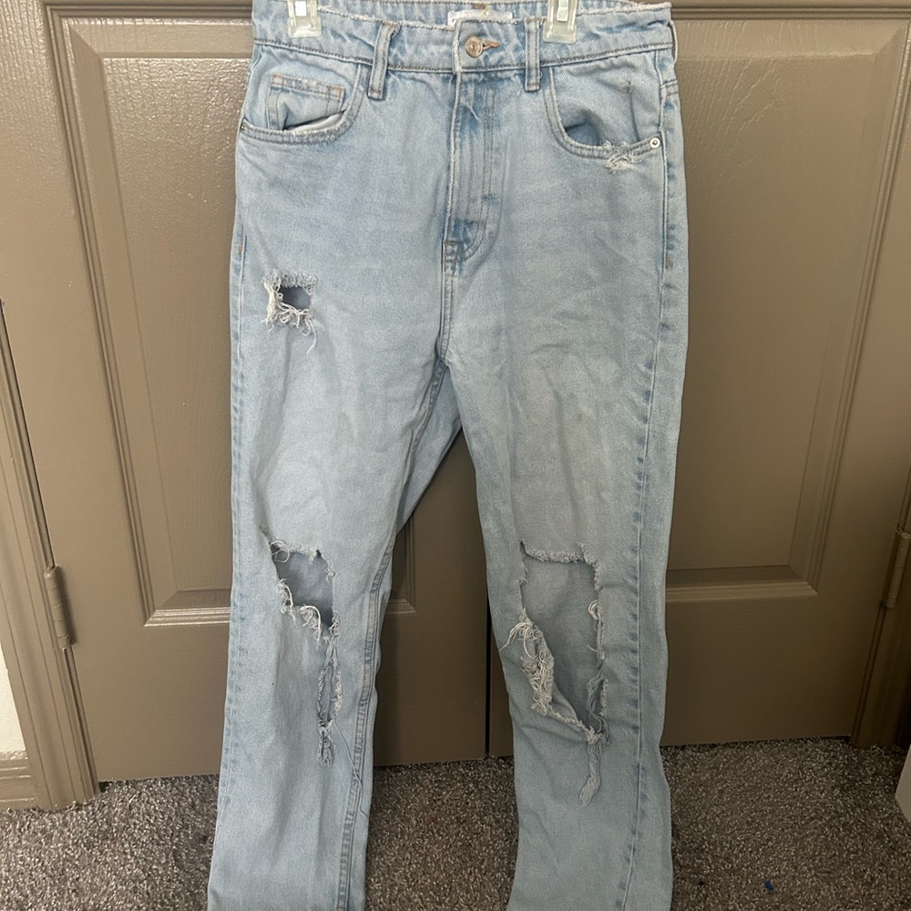 Zara Sky Blue Denim Trousers